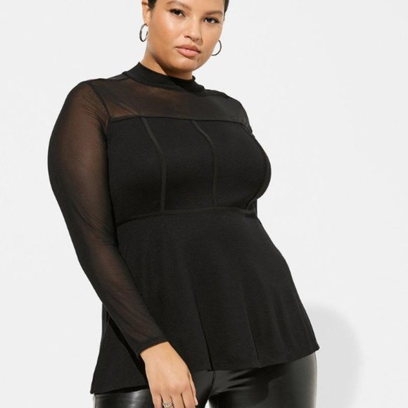 torrid Tops - torrid High-Neck Corset Top in Ponte & Mesh Black NWT